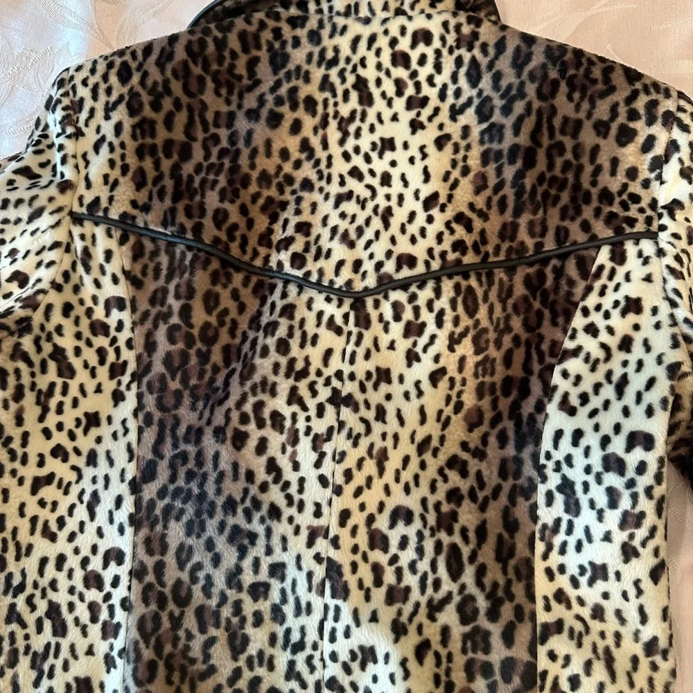Ellen Tracy Brown Leopard Print Teddy Jacket - Picture 7 of 7